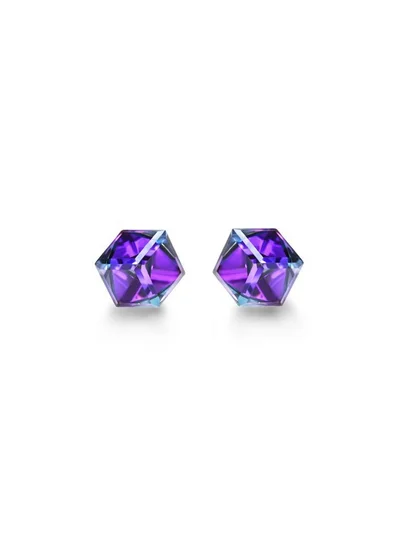 Seona Seona Irene 4mm Cubic Cut Crystal Stud Earrings – Hypoallergenic Tarnish‑Free Stainless Steel Jewelry for Women, Radiant Everyday Women Accessory with Timeless Elegance and Lasting Brilliance - Heliotrope